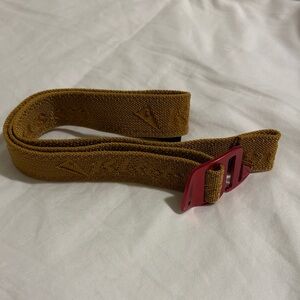 Men’s Mustard Yellow Elastic Belt with Magenta Buckle